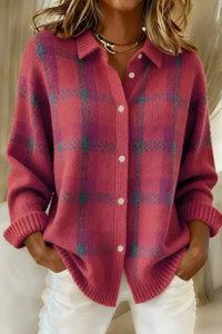 Anna | Cardigan en Tricot Doux à Carreaux