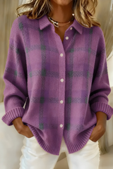Anna | Cardigan en Tricot Doux à Carreaux