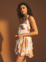Aniela | Robe Mini en Chiffon à Fleurs